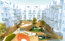 Modernes Passivhaus mit großzügiger Freiraumgestaltung.